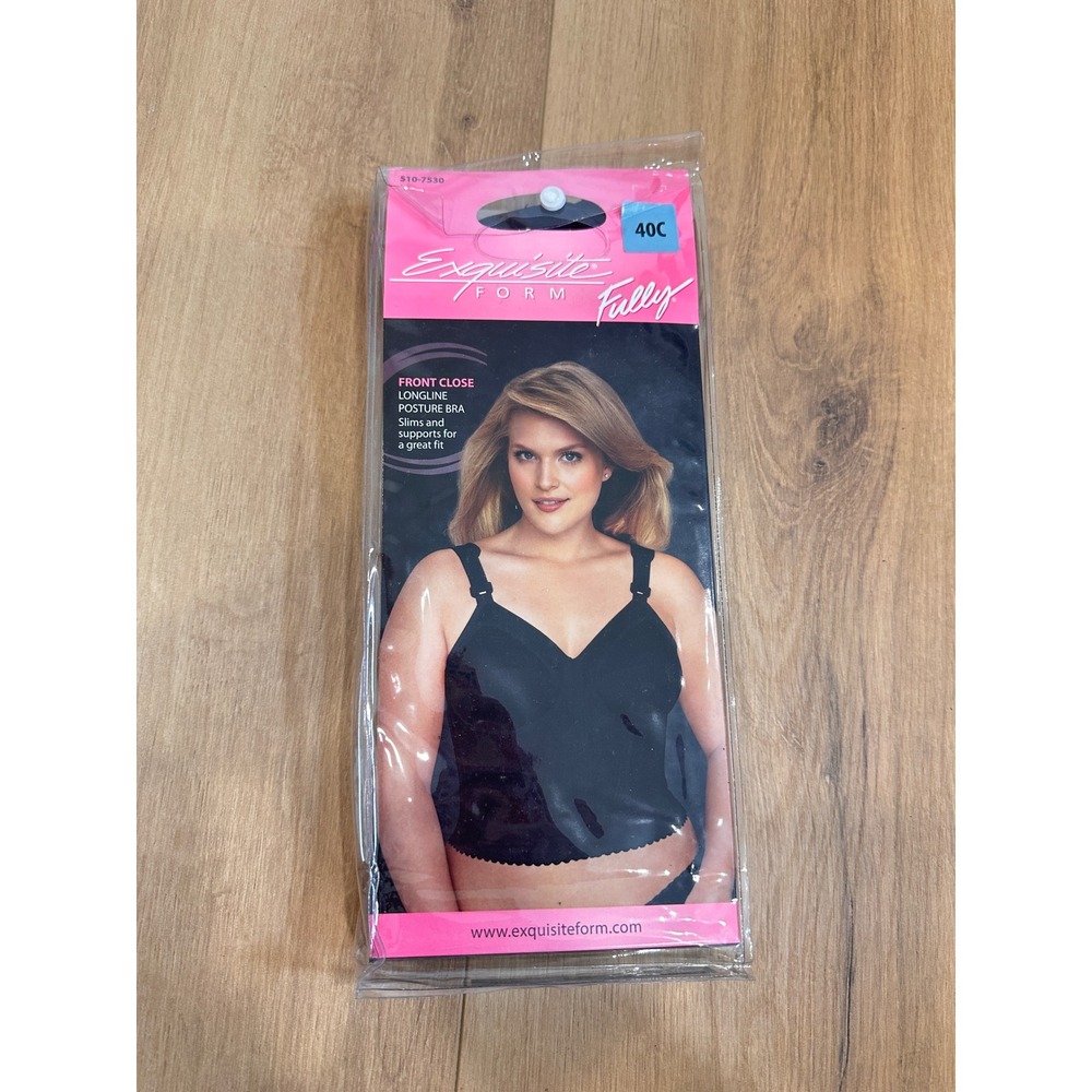 Exquisite Form Fully Front Close Longline Posture Bra Black 40C 5107530